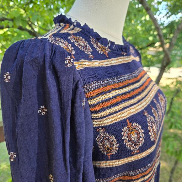 Matilda Jane Good Hart Boho Western Yellowstone Geo Print Smocked Midi Dress S - Picture 8 of 12